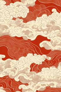 中式云纹红色经典图案