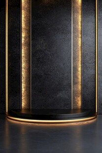 黑金质感圆形展示台背景
