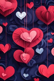 浪漫心形折纸装饰图案