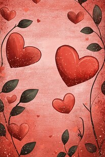 浪漫红心藤蔓背景图