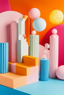 多彩几何立体场景设计
