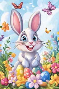 复活节兔子与缤纷彩蛋