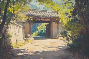 古雅院门隐于葱郁林间