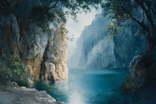 峡谷碧水间的静谧景致