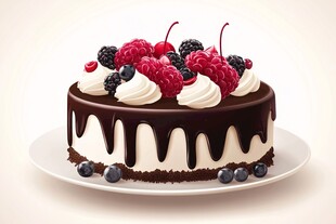 美味浆果巧克力淋面蛋糕