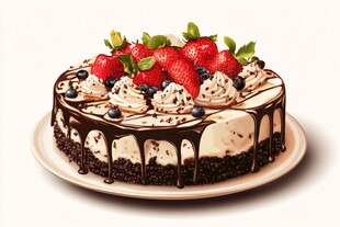 草莓巧克力淋面美味蛋糕