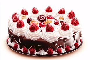 巧克力奶油浆果美味蛋糕