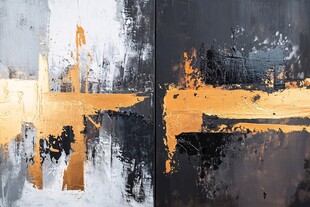 黑金抽象艺术双联画作