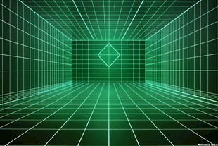 绿色网格科幻空间隧道