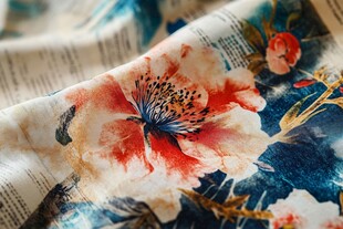 花卉印花布料特写