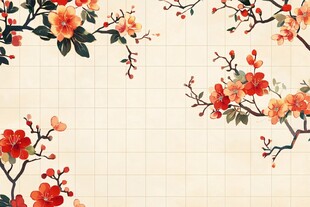 中式花卉边框图案背景