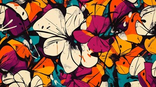 缤纷花卉抽象图案背景图