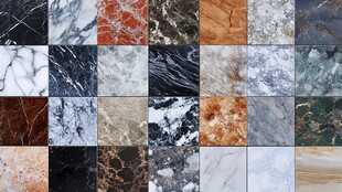 多样大理石纹理瓷砖展示