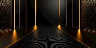 未来感黑金科技走廊空间