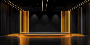 黑色空间中的橙光舞台