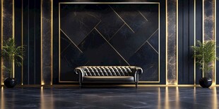 奢华黑金色调客厅沙发场景