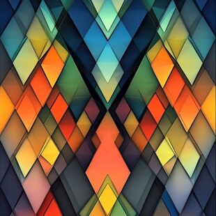 多彩几何菱形拼接抽象图案