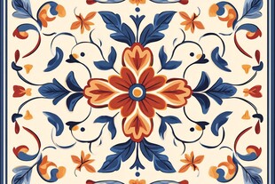 复古花卉几何瓷砖图案设计