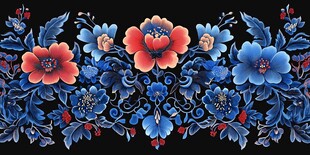 中式繁花刺绣图案设计