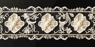 精致白色花卉刺绣花边