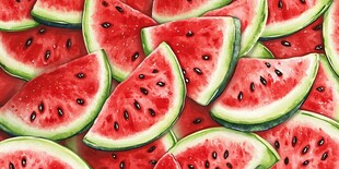 夏日缤纷西瓜切片插画