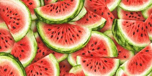 水彩风西瓜切片图案