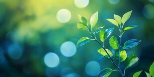 嫩绿枝叶在光影中闪耀