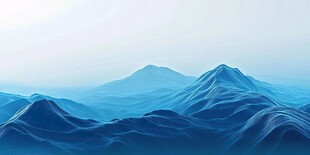 梦幻蓝色山脉景观