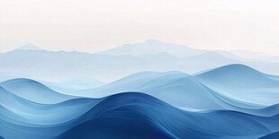 蓝色山峦渐变抽象风景图