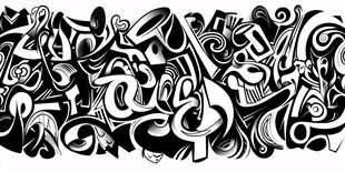 黑白涂鸦风格艺术图案