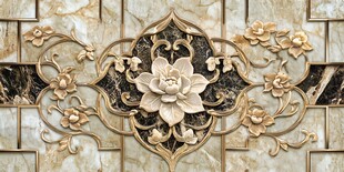 欧式浮雕花卉瓷砖装饰图案