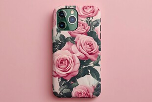 粉色玫瑰图案手机壳