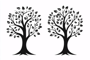 两棵简约风格的树木图案