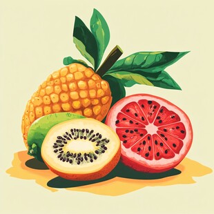 多彩热带水果插画