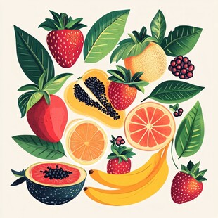 缤纷水果插画