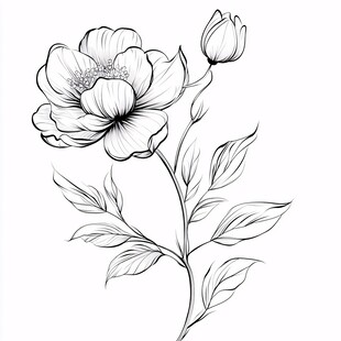 手绘花卉线条图