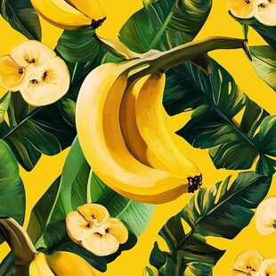 热带风情香蕉叶图案背景