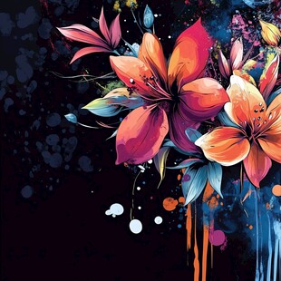 绚丽花卉插画 色彩斑斓绽放