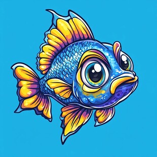 可爱卡通鱼的梦幻形象