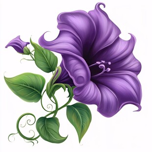 紫色牵牛花插画