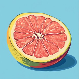 半颗多汁西柚插画