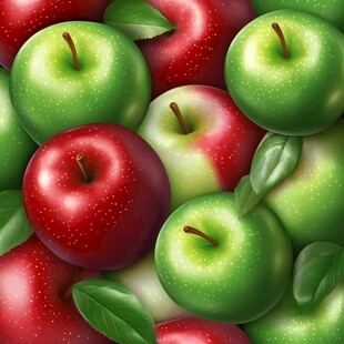 红绿相间的饱满新鲜苹果