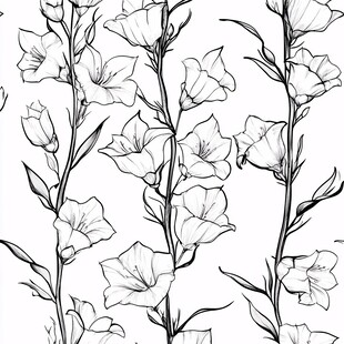 手绘线条风花卉图案设计