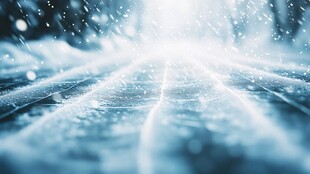 雪夜道路的梦幻光影效果