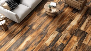 复古风木质客厅地板展示