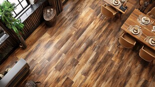 复古风木质客厅地板场景