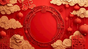 中式喜庆红色节庆背景图