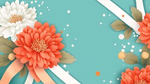 蓝底花卉装饰背景图