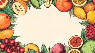 缤纷水果环绕的清新边框
