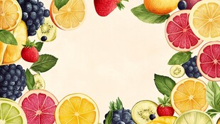 缤纷水果环绕的清新边框